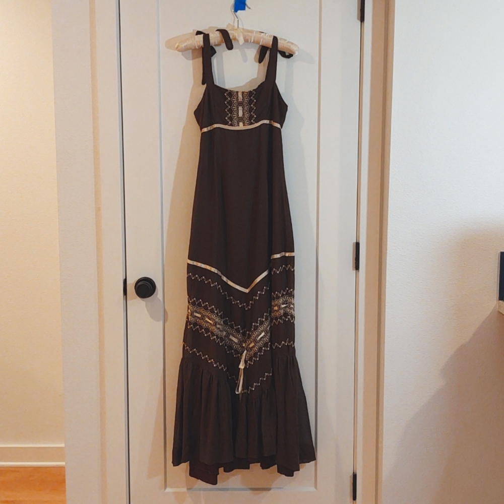 Brown Gunny Sax style Dress (S/XS) and shawl